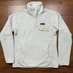 Patagonia Snap T Fleece Sweater Womens M White Sweatshirt Nature Hike Camp Retro